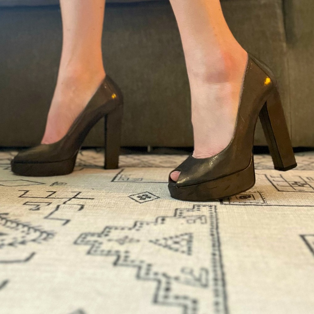 Lanvin Gold Platform Pumps